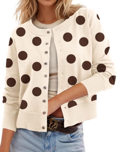 Ziesexy Womens 2026 Polka Dot Cardigan Cropped Button Up Sweater